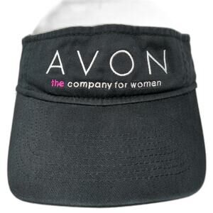 KC Caps Avon Brand Visor Black One Size Cotton Strapback Hat Logo Embroidery